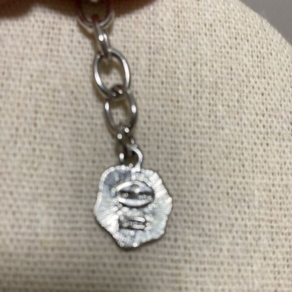 R.J. Graziano Signed Silvertone Long Necklace with Etched Oval Links. - Picture 6 of 6